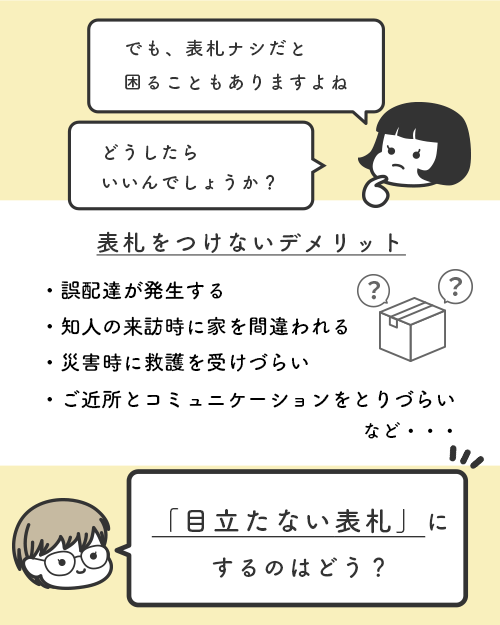 箇条書きにされた、表札を付けないデメリット